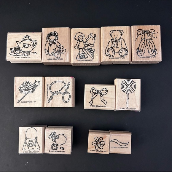 Stampin’ up! 2003 13-pc wood stamps - GIRL STUFF - Picture 3 of 4